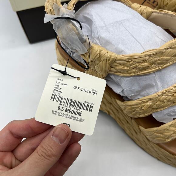 a.n.a Womens Merlin Wedge Sandals Brown Natural Size 9.5M - Picture 4 of 13